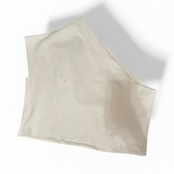 Express NWT Cream Elegant XL One Shoulder Cropped Top Party Blouse New Classy - Picture 3 of 4